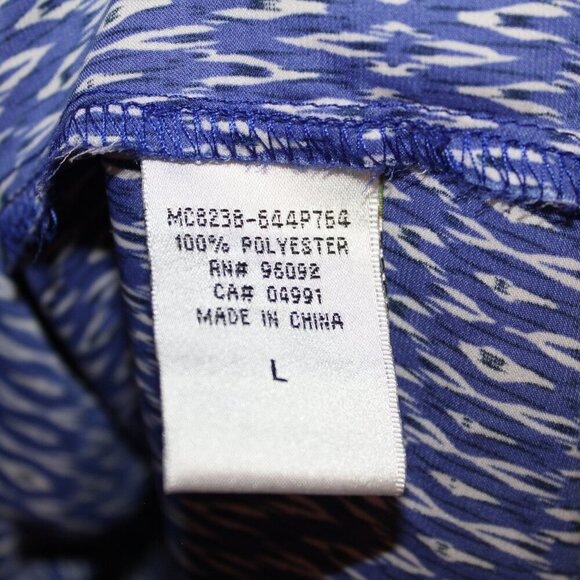 Kenar blue/white geometric v neckline 3/4 sleeve pullover blouse‎ L - Picture 4 of 6